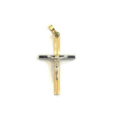 Cruz oro 18K bicolor lisa...