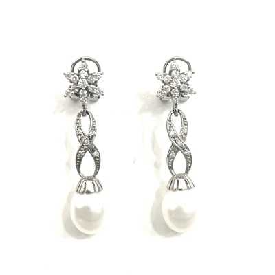 Pendientes Novia oro blanco...