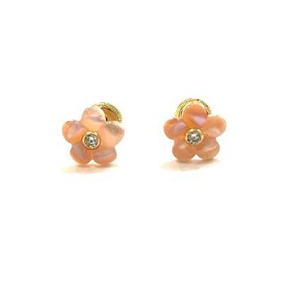 Pendientes flor nácar rosa...
